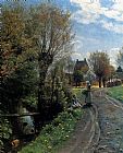 Peder Mork Monsted Canvas Paintings - By The River, Brondbyvester